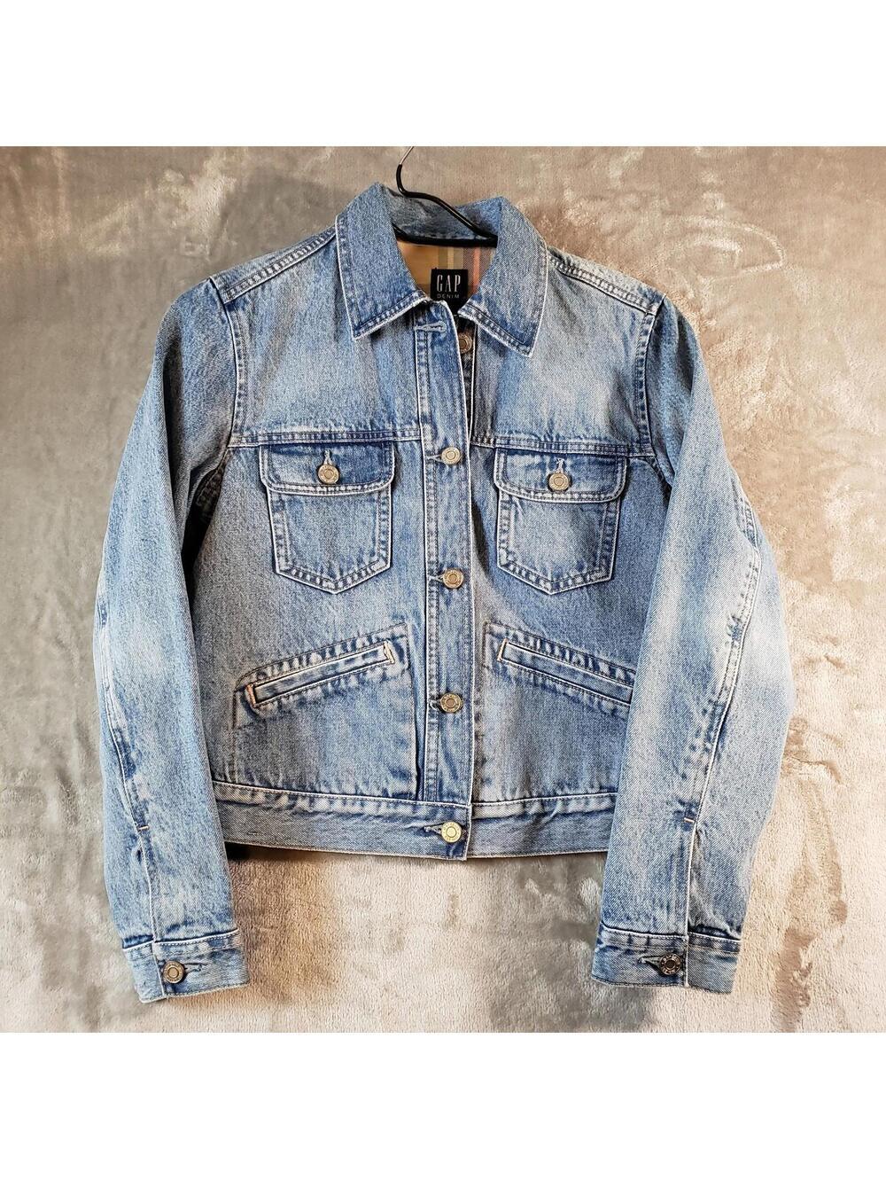Gap Vintage Icon J Women's Light Blue Denim Jacket Collared Button Size S